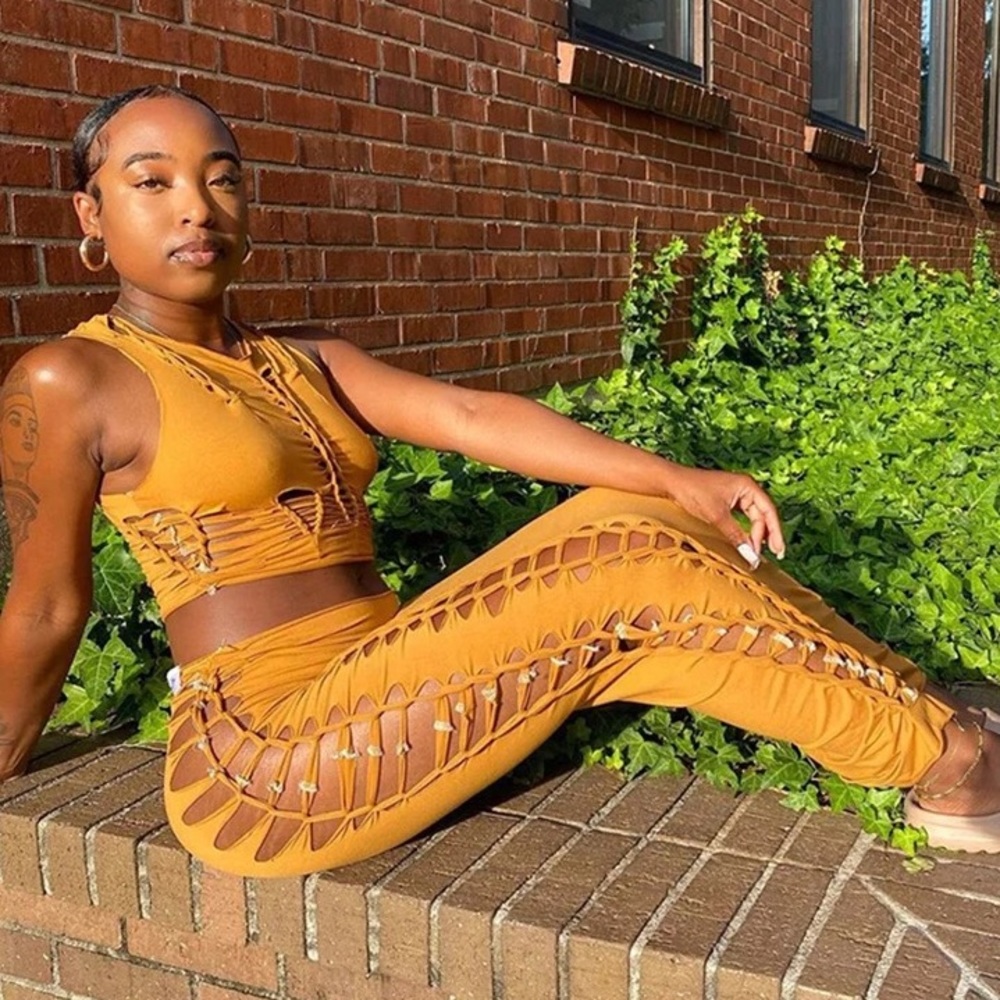 Skirt weave BLACK skirt sexy womens cutout - Picture 4 of 5